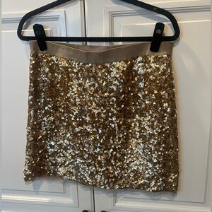 Lands' End Gold Sequin Mini Skirt